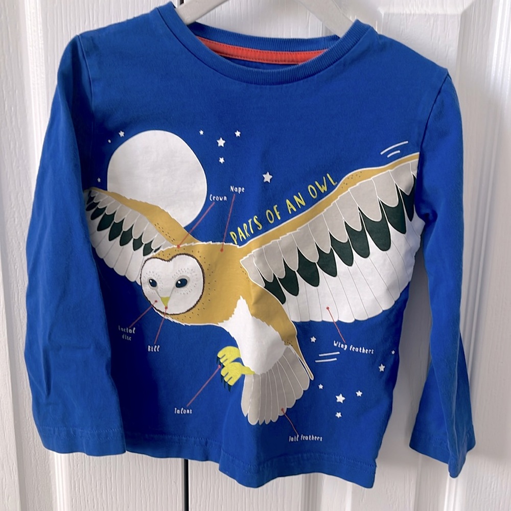 Mini Boden long sleeve tee with barn owl